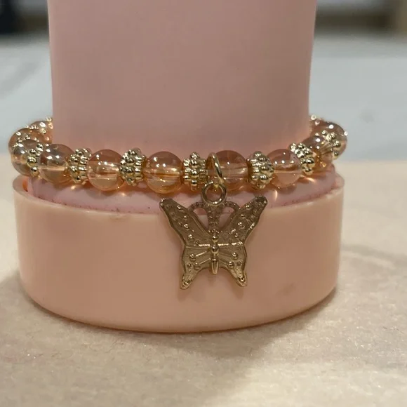 Gold and Blue Butterfly Charm Bracelet Set (2) - Picture 3 of 6